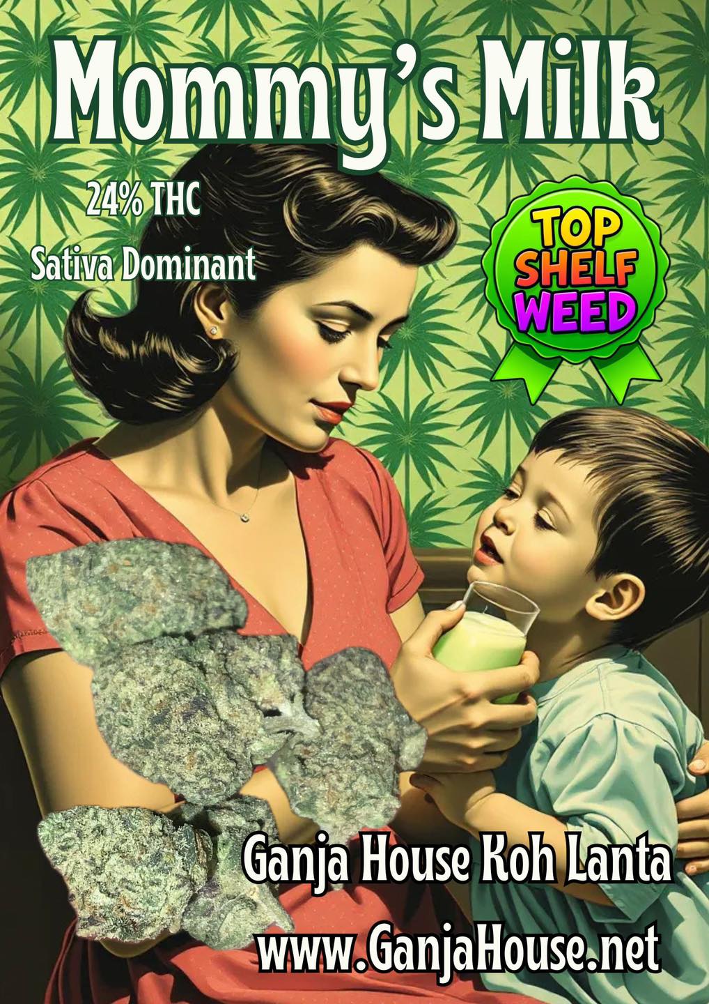 Mommy's Milk Vintage Poster Illustration