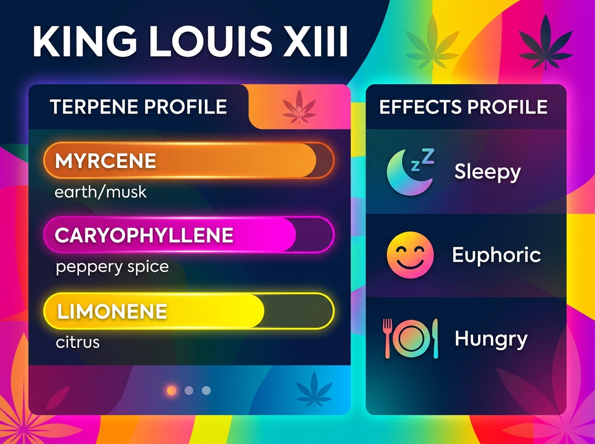King Louis XIII Terpenes and Effects Infographic