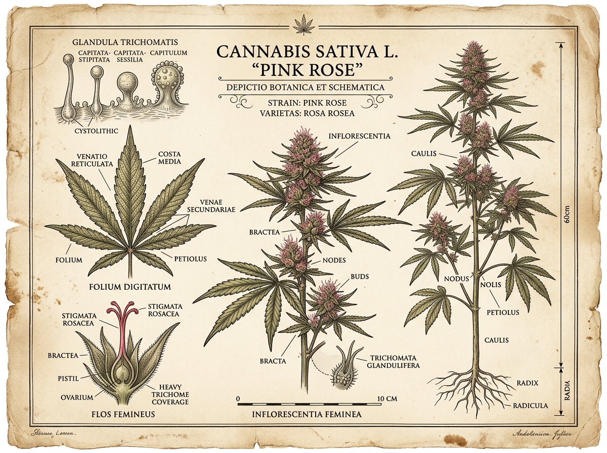 Pink Rose Botanical Schematic