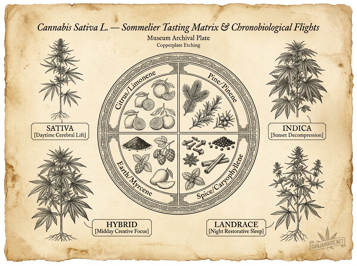 Cannabis Sativa L Sommelier Tasting Matrix Chronobiological Flights Botanical Plate