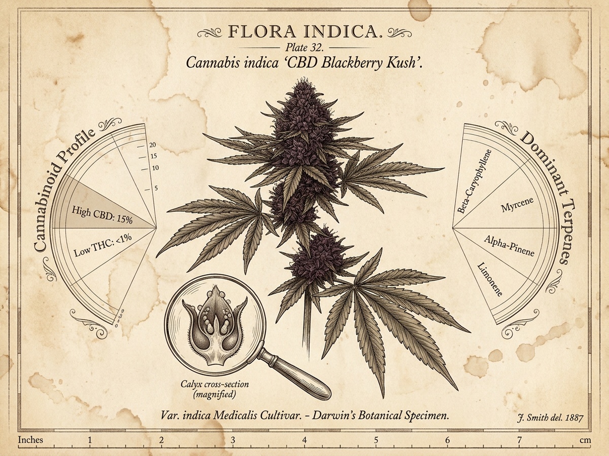 CBD Blackberry Kush Darwinian Botanical Infographic