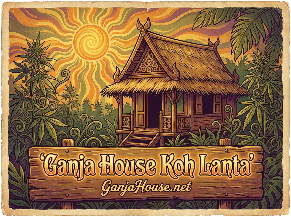 Ganja House Koh Lanta Siamese Dispensary Vintage Poster Art