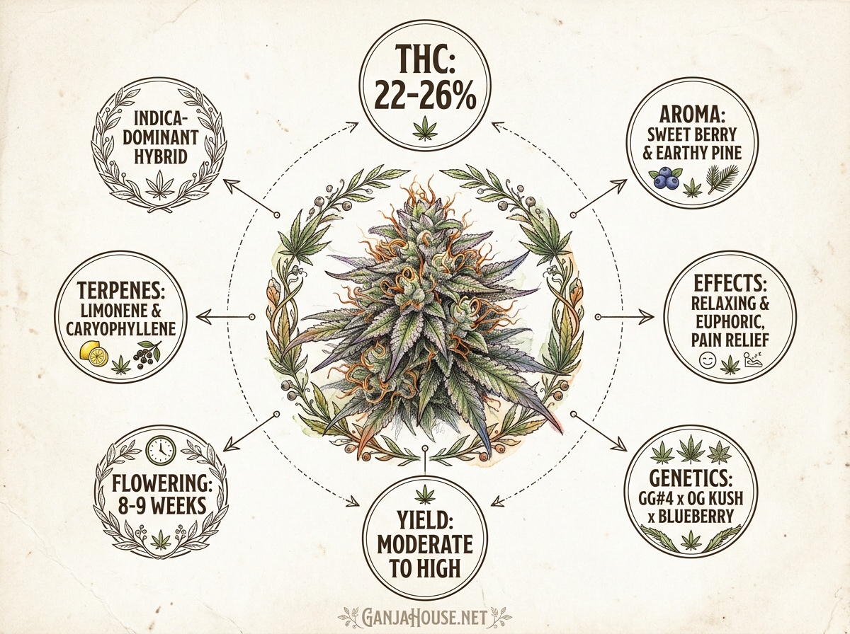 Glueberry OG Radial Botanical Chemotype Blueprint Infographic