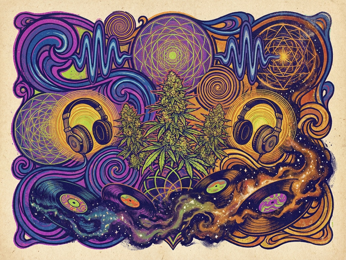 HiFi 4G 1970s Counterculture Psychedelic Silkscreen Soundwave Poster