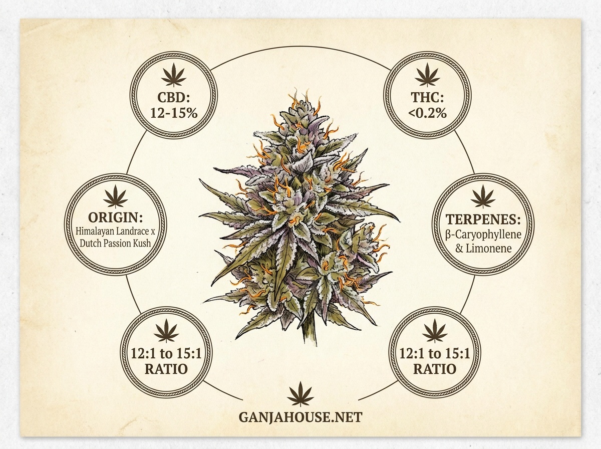 HiFi 4G High-CBD Botanical Infographic HiFi 4G High-CBD Botanical Infographic & Chemotype Blueprint Dutch Passion