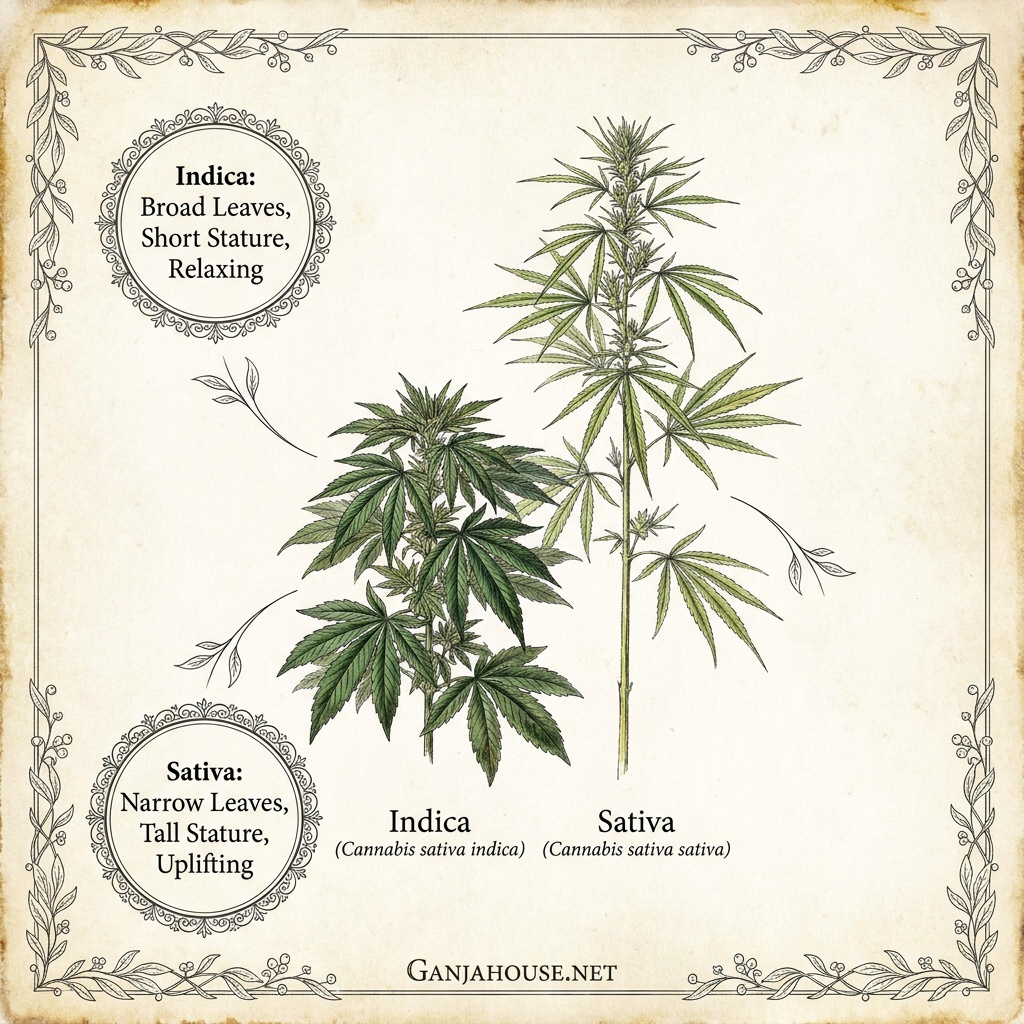 Darwinian Botanical Infographic of Indica and Sativa