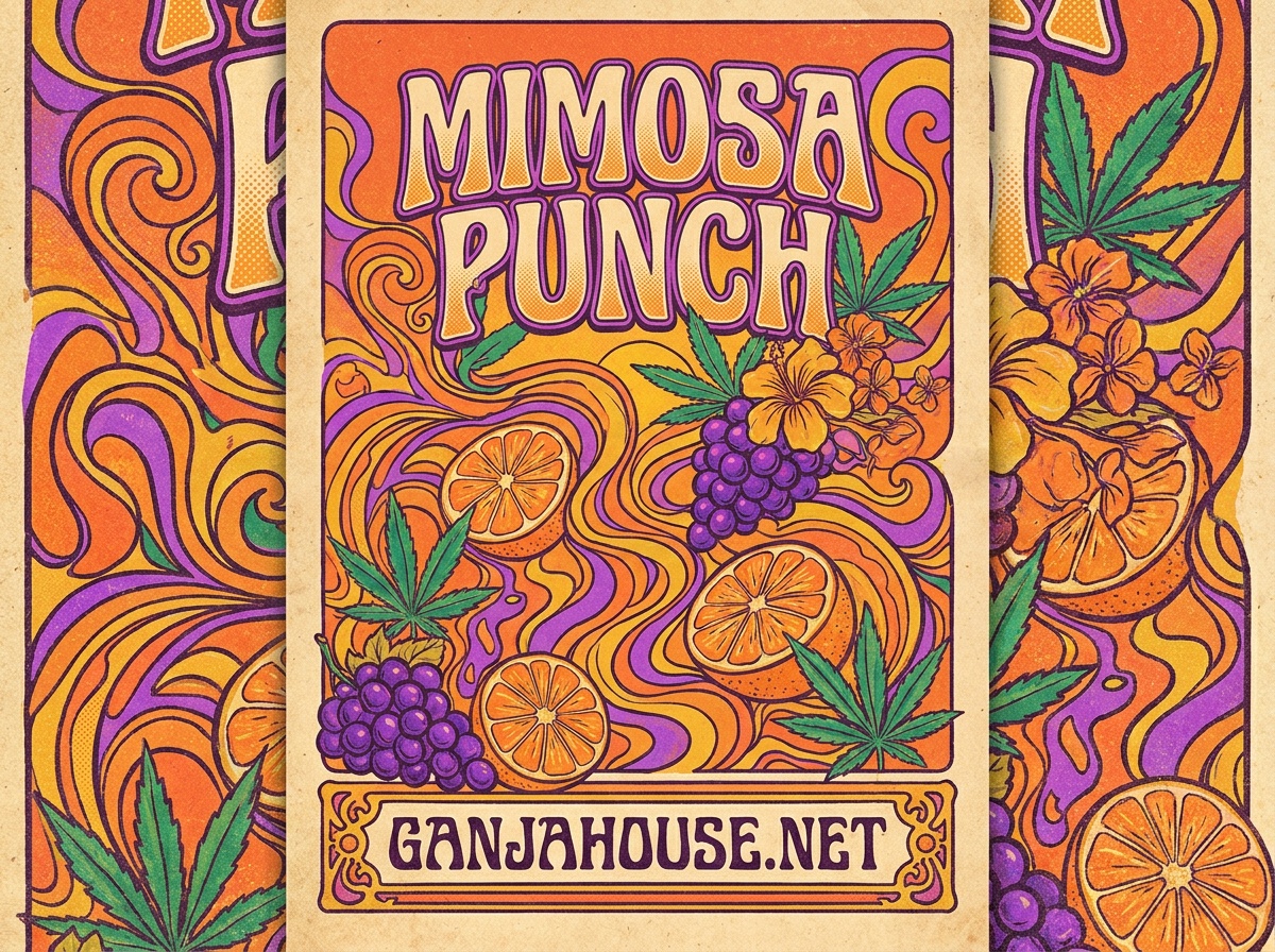 Mimosa Punch Retro Psychedelic Strain Art Ganja House