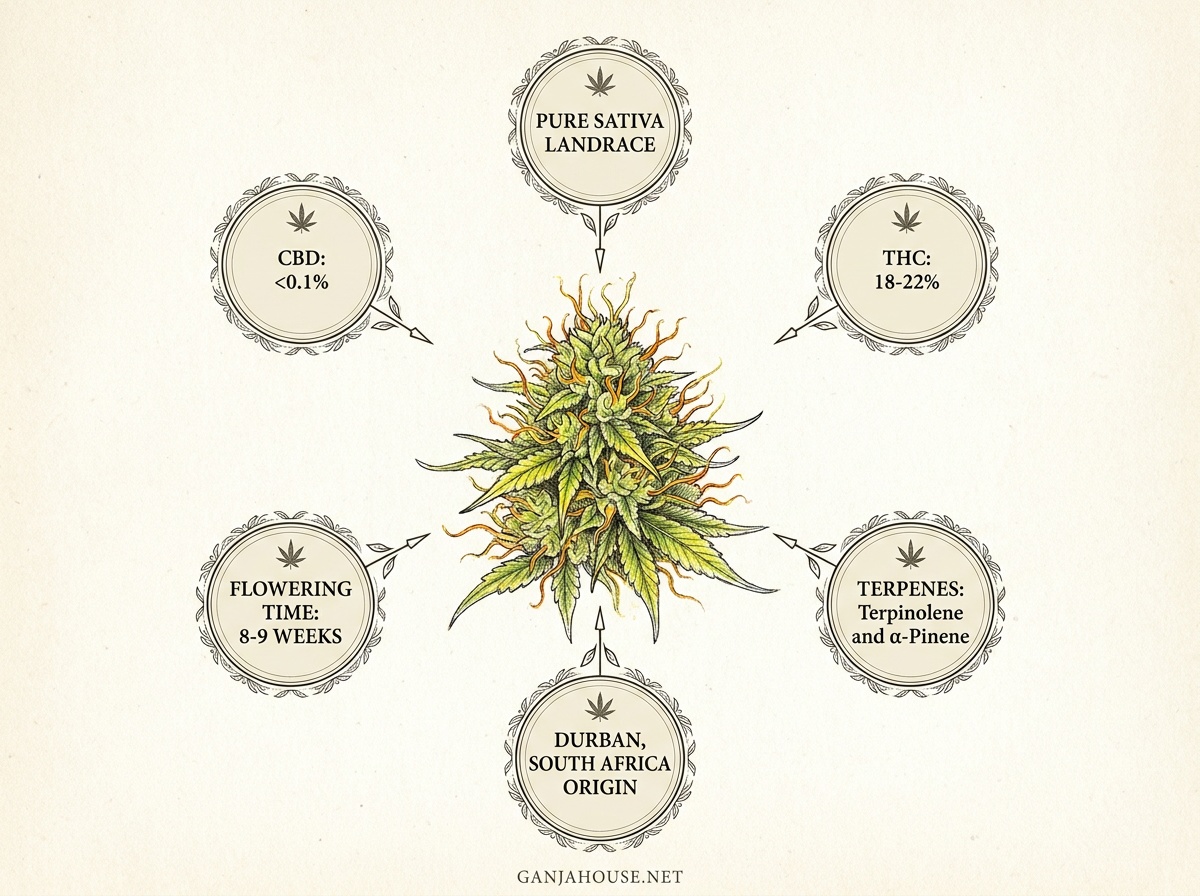 Durban Poison Radial Botanical Chemotype Blueprint Infographic