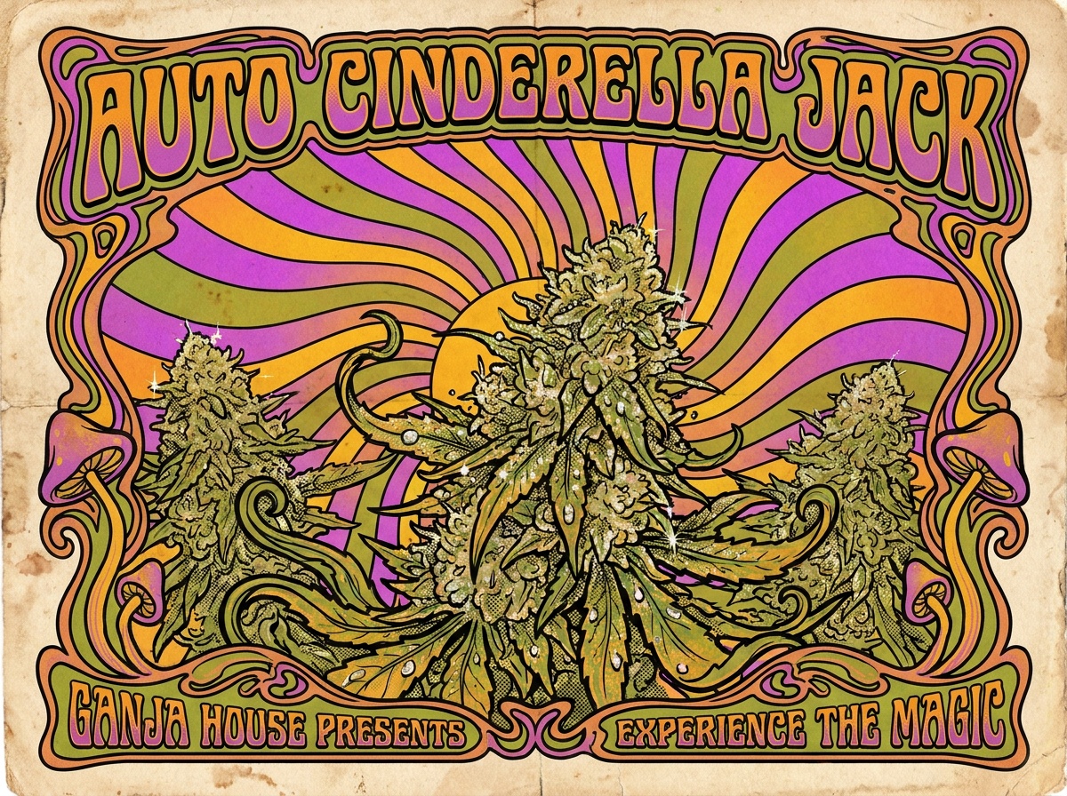 Auto Cinderella Jack 1970s Retro Botanical Psychedelic Poster Art