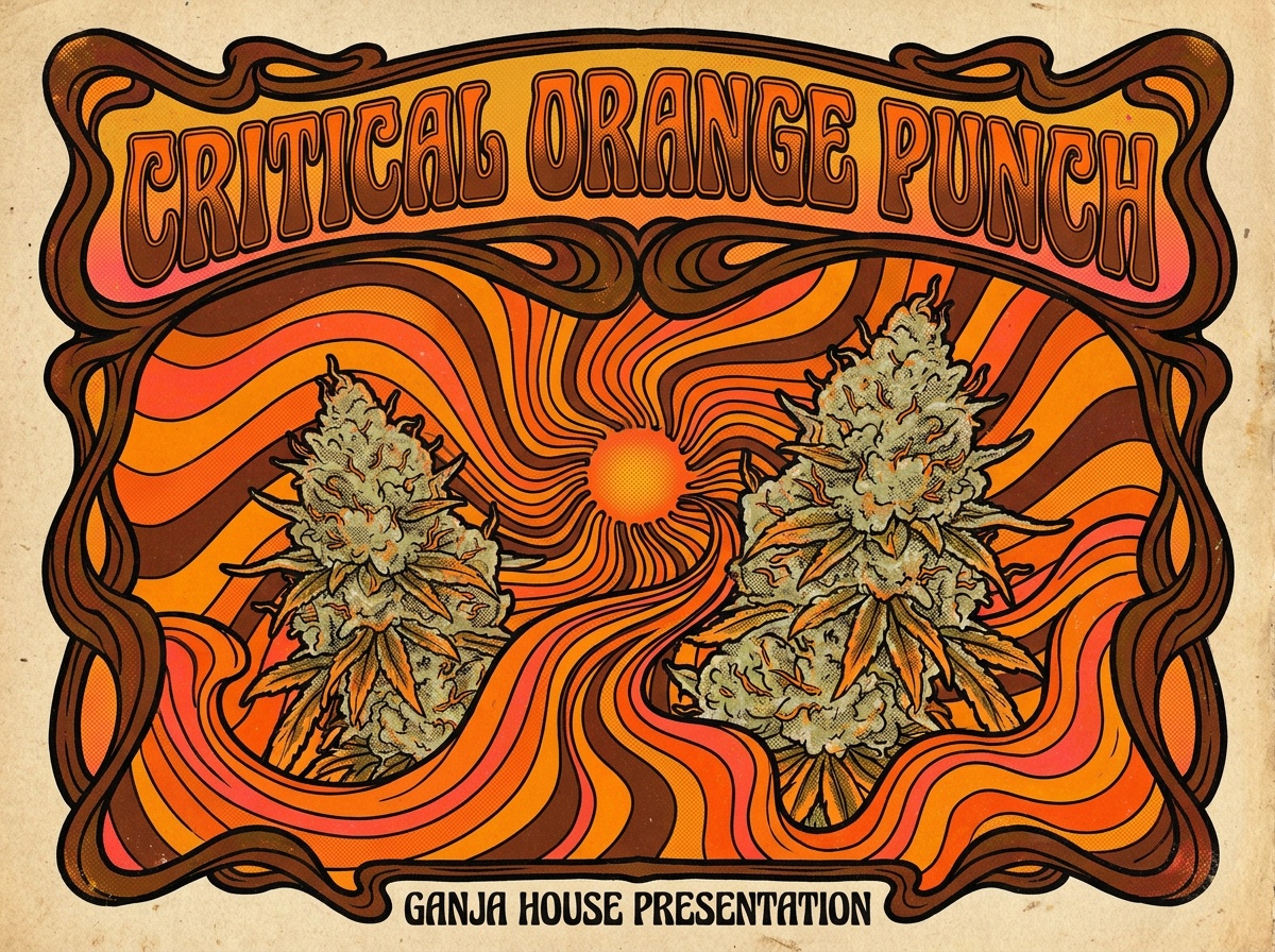 Critical Orange Punch 1970s Retro Botanical Psychedelic Poster Art