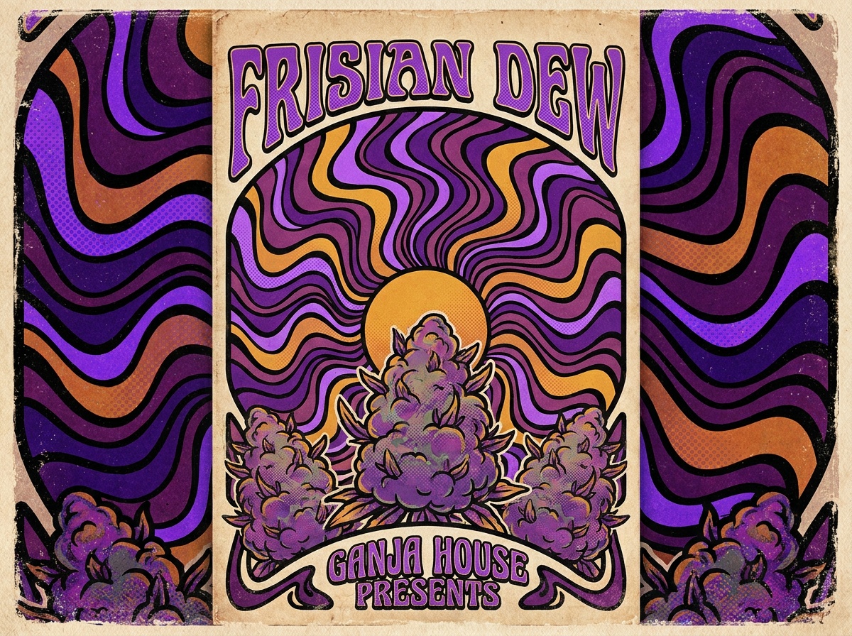 Frisian Dew 1970s Retro Botanical Psychedelic Poster Art