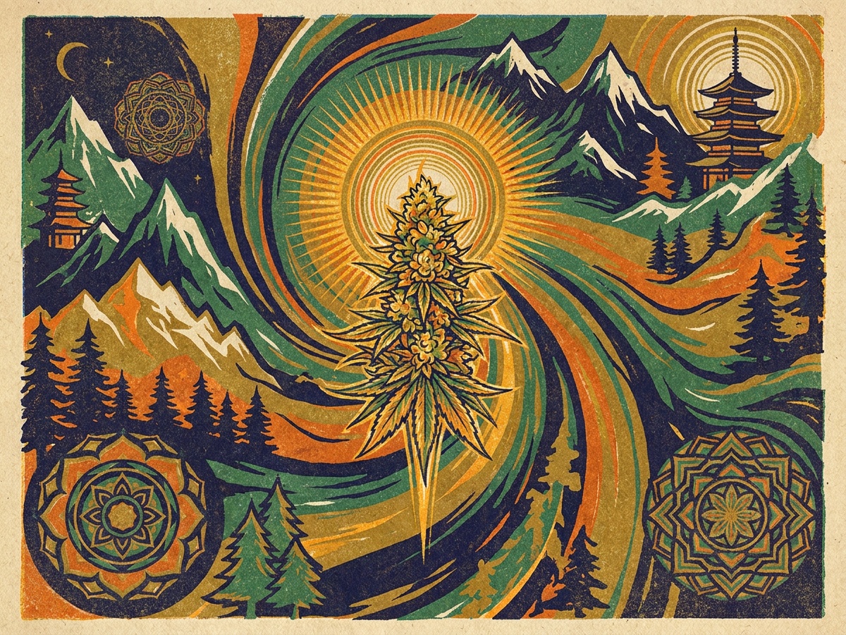 Chiang Mai Highland Thai 1970s Counterculture Psychedelic Silkscreen Poster