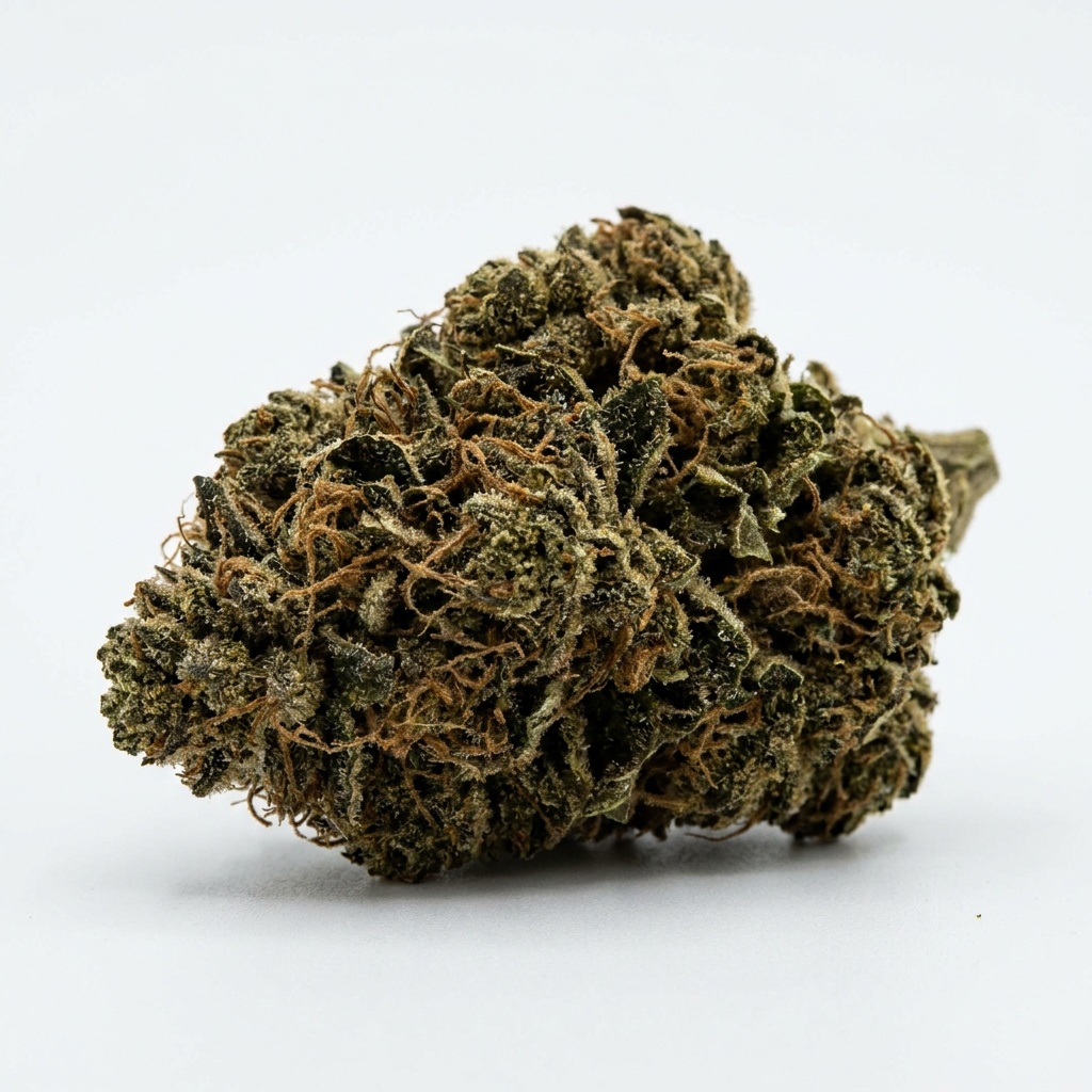 Authentic cured floral cluster of Isan Sativa Landrace