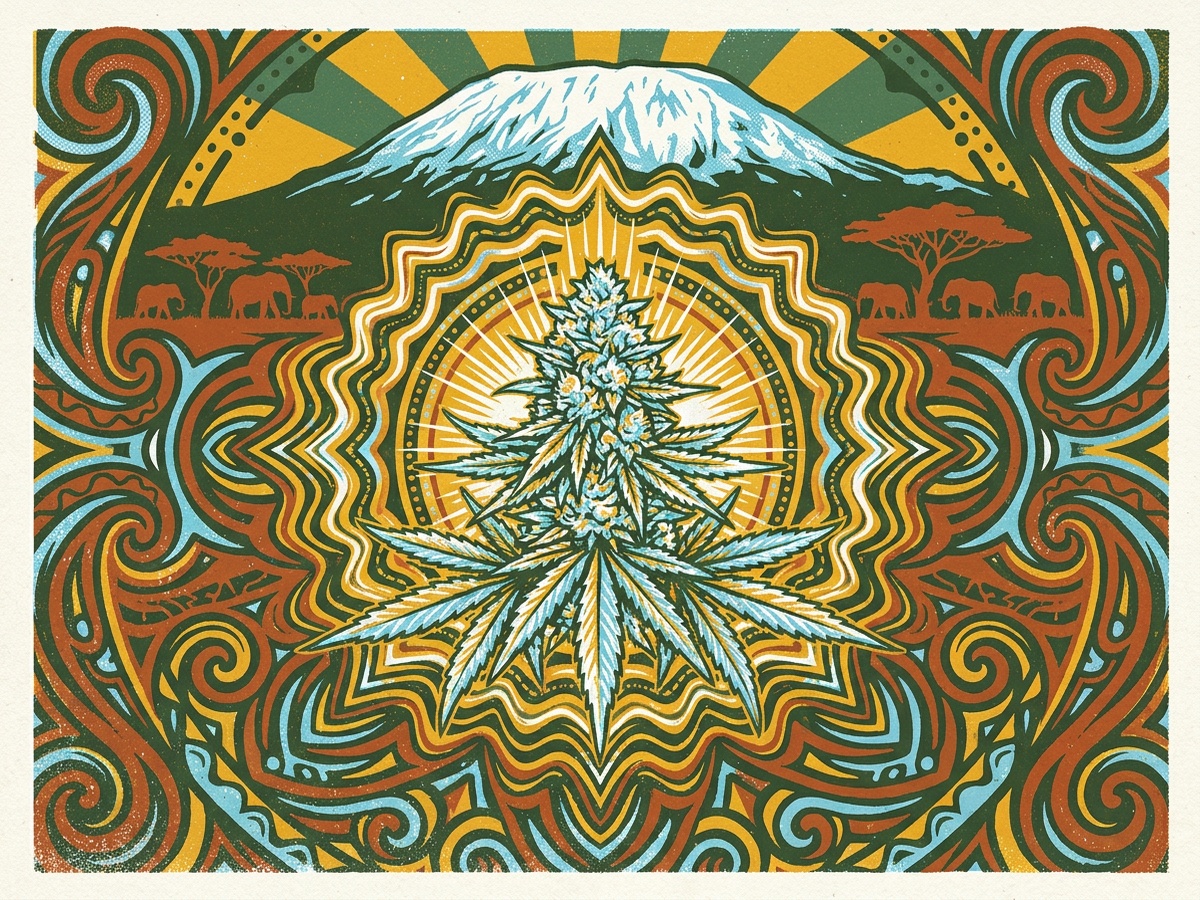 Kilimanjaro 1970s Counterculture Psychedelic Silkscreen Poster
