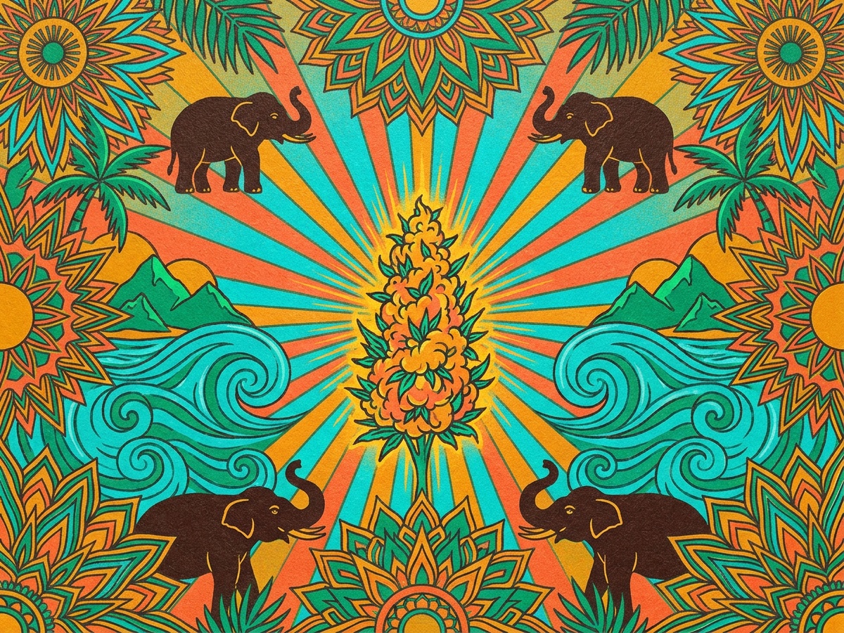 Koh Chang Thai 1970s Counterculture Psychedelic Silkscreen Poster