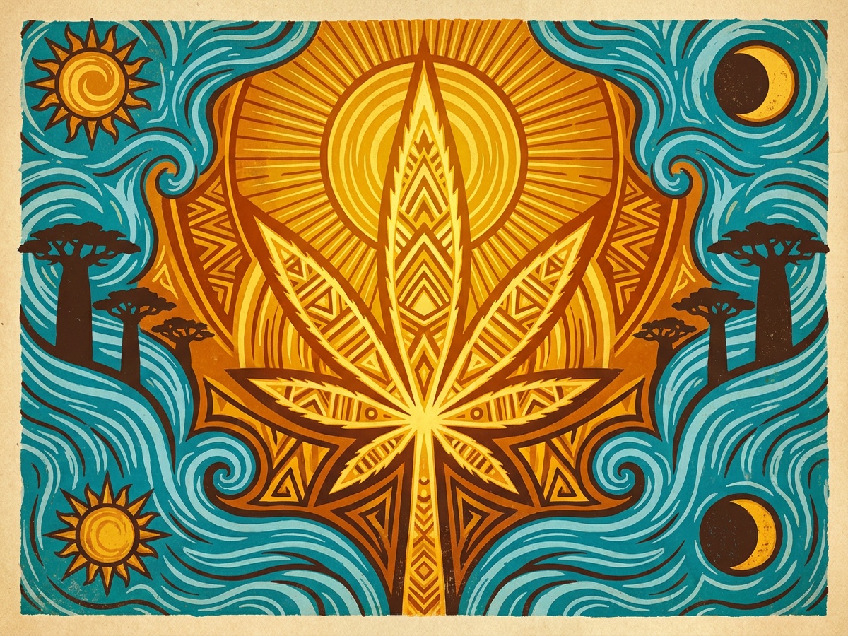 Malawi Gold 1970s Counterculture Psychedelic Silkscreen Poster