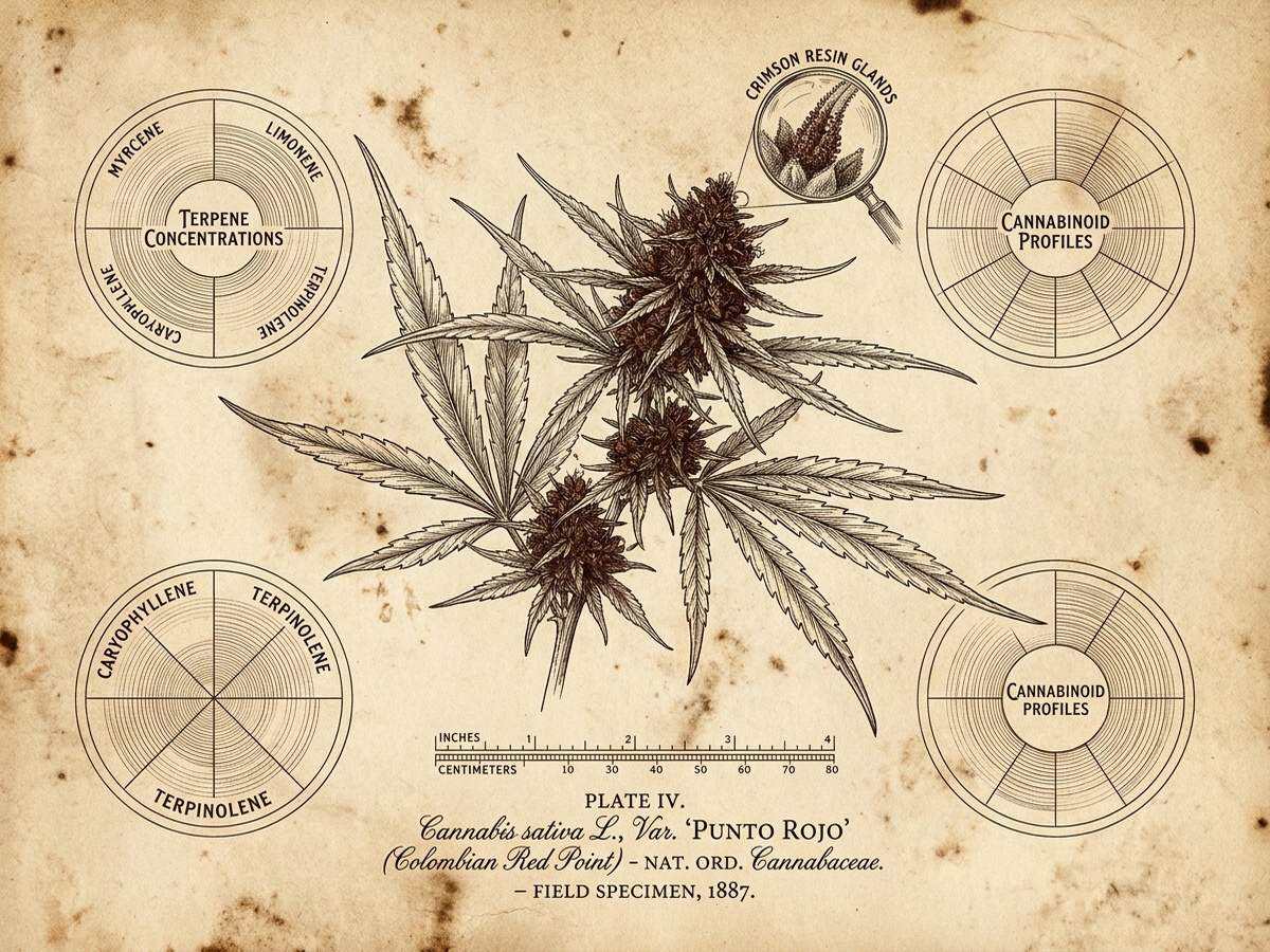 Punto Rojo Botanical Infographic on Antique Parchment