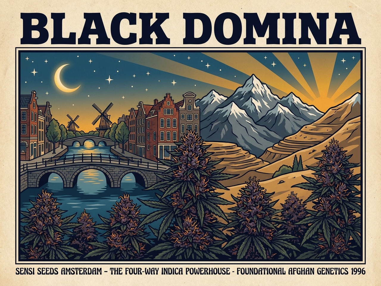 Cannabis indica Black Domina Heritage Silkscreen Poster