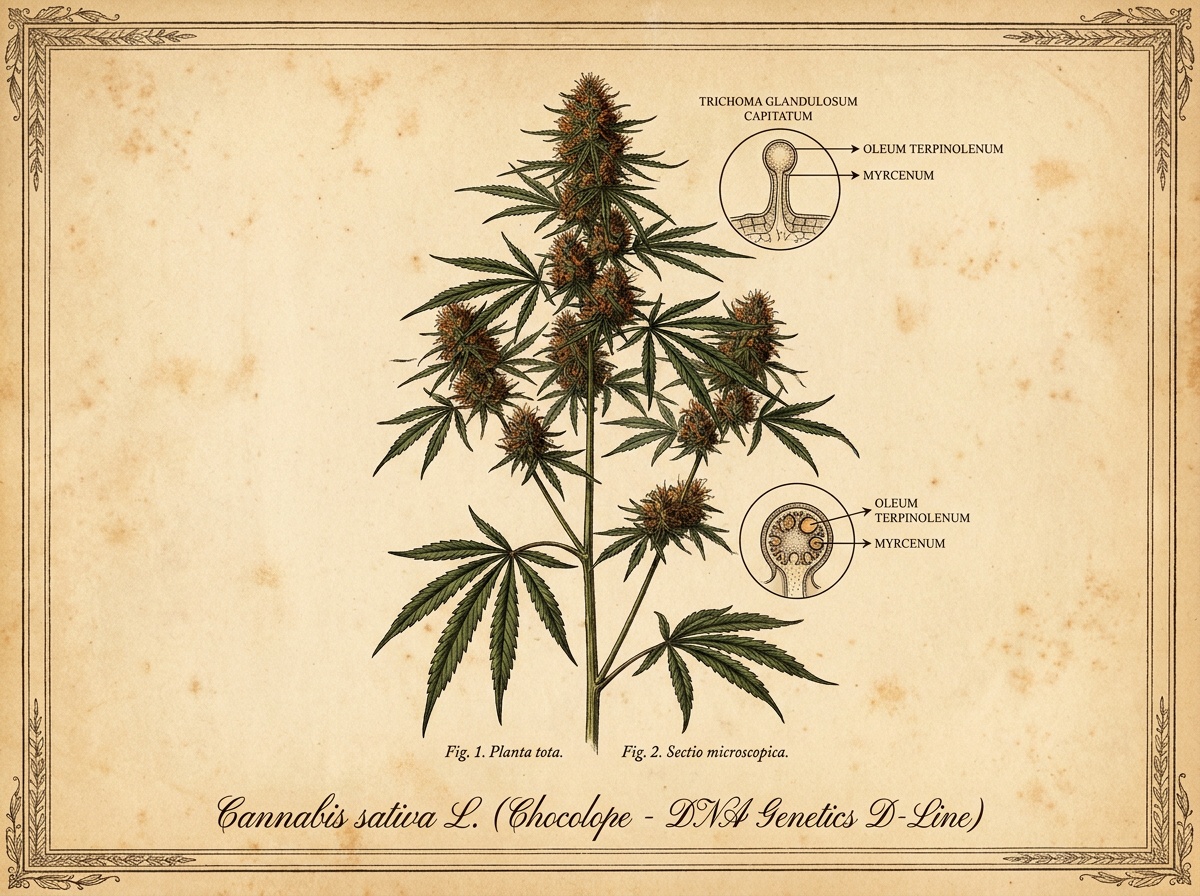 Cannabis sativa Chocolope Botanical Taxonomic Plate