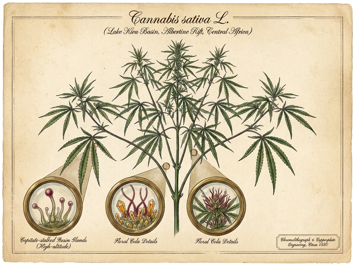 Cannabis sativa Congolese Red Kivu Botanical Plate