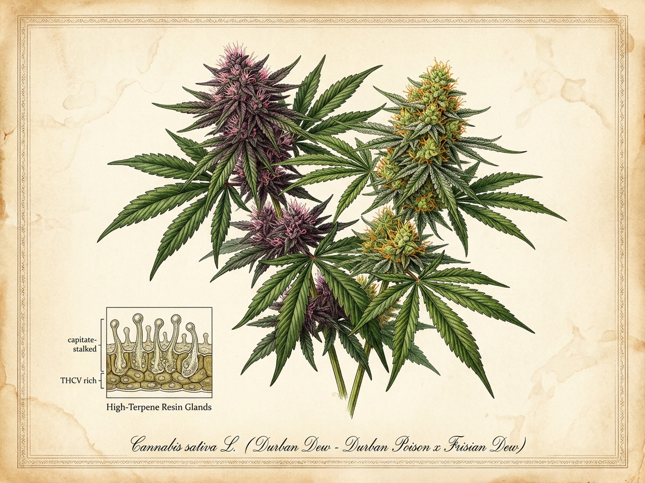 Cannabis sativa L. Durban Dew Morphological and Taxonomic Botanical Plate