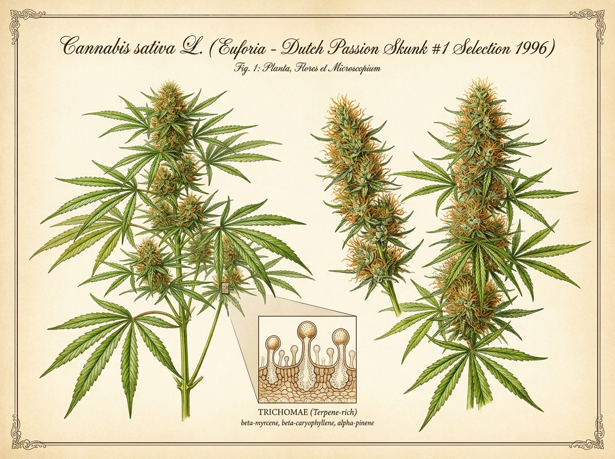 Cannabis Sativa Euforia Botanical Taxonomic Plate