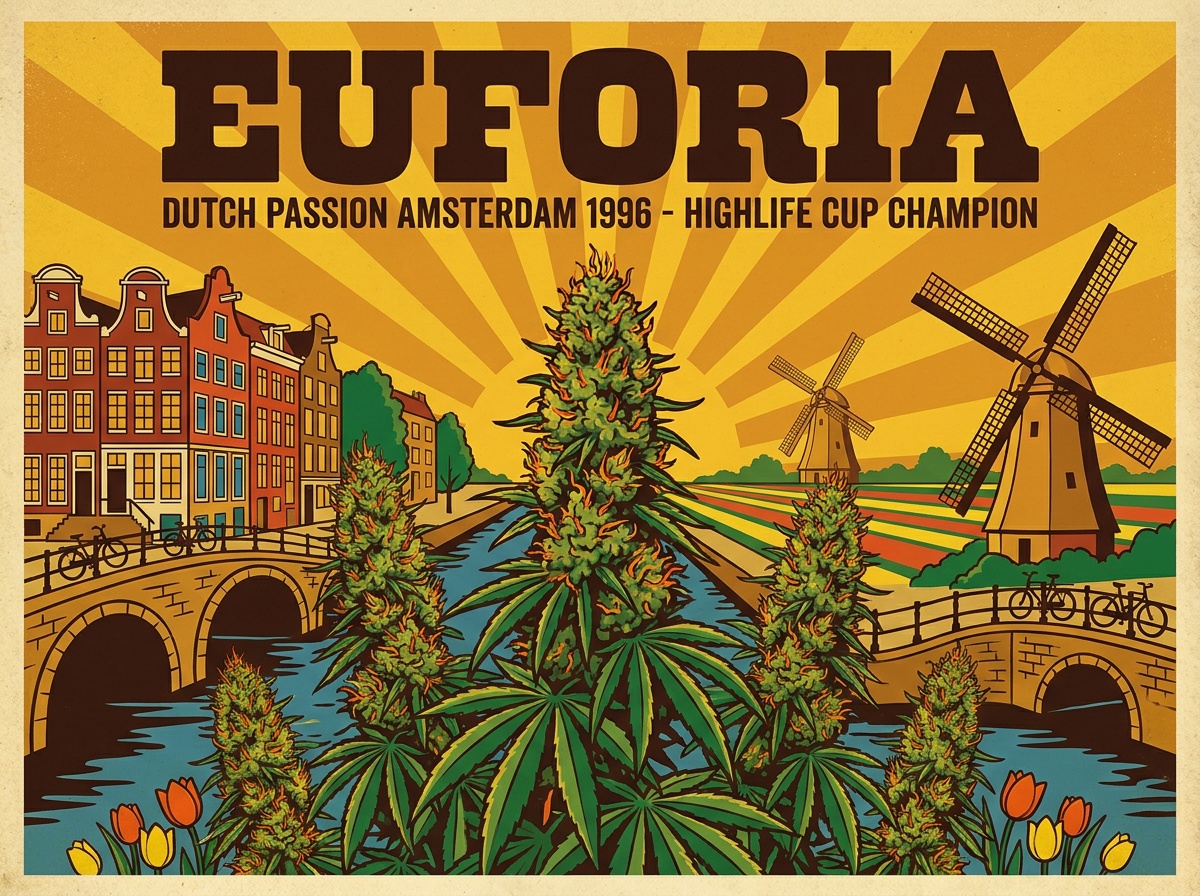 Cannabis Sativa Euforia Vintage Silkscreen Heritage Poster