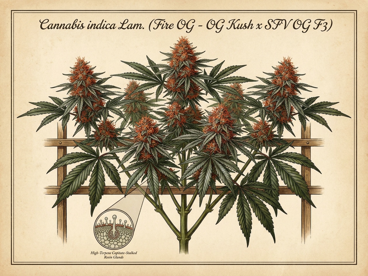 Fire OG Antique Botanical Taxonomic Plate