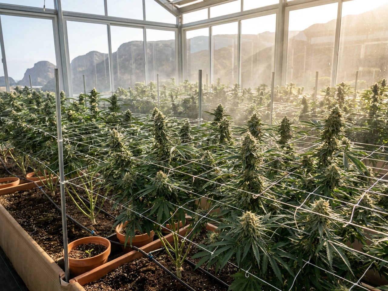 Cannabis indica Ghost OG Greenhouse Canopy