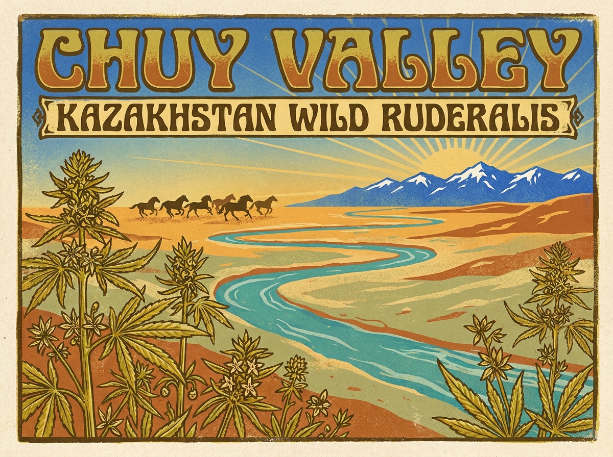 Chuy Valley Kazakhstan Wild Ruderalis Vintage Poster