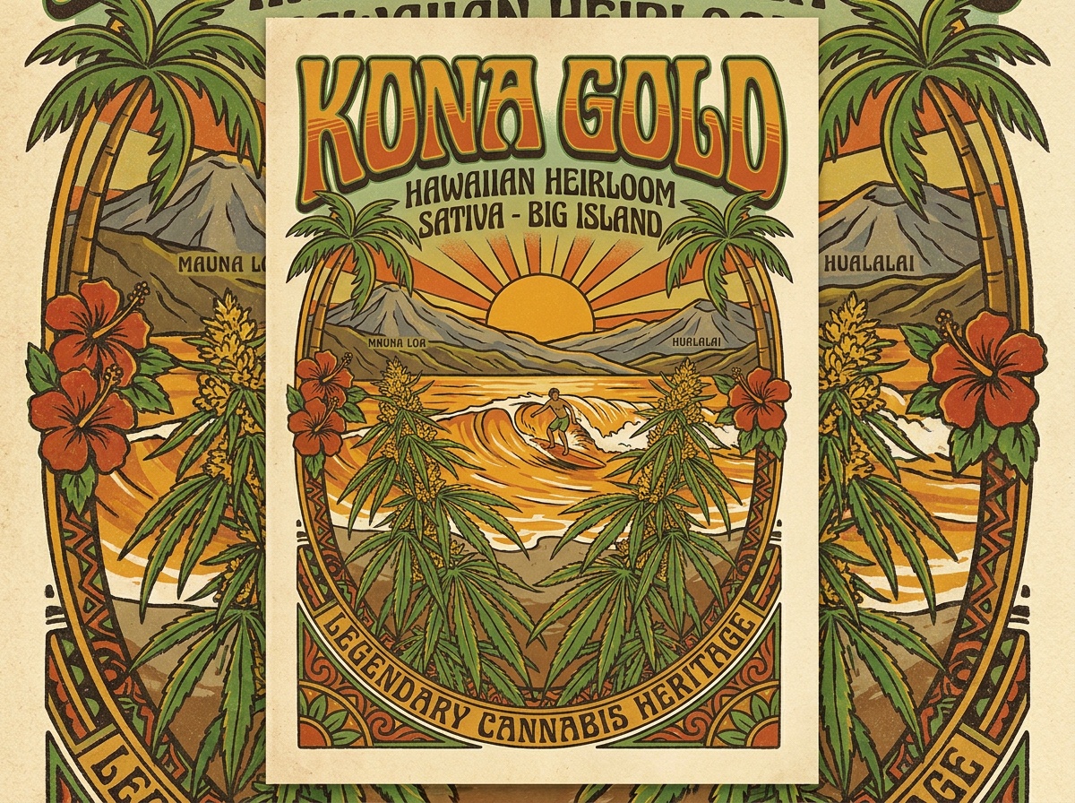 Kona Gold Vintage Silkscreen Heritage Poster