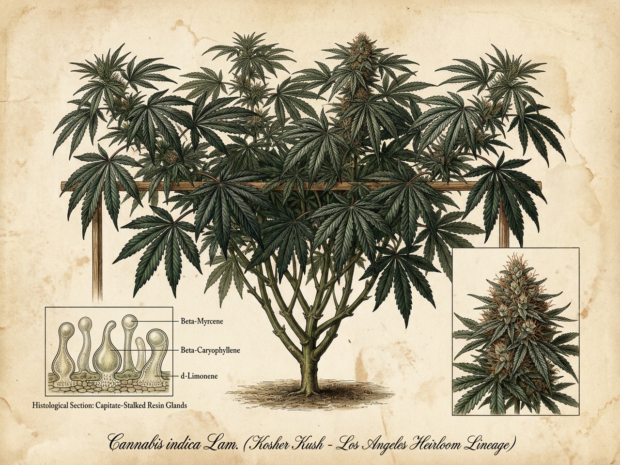 Plate II: Botanical Taxonomic Plate of Cannabis indica cv. Kosher Kush