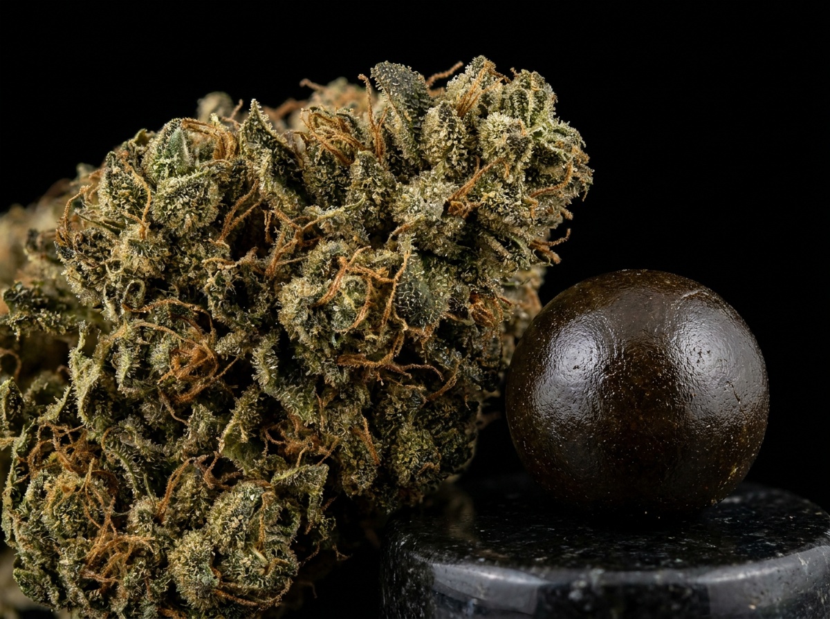 Malana Cream Macro Trichome Glands and Hand Rubbed Charas