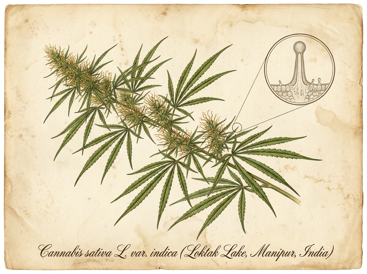 Cannabis Sativa var Indica Botanical Taxonomic Plate Manipuri Landrace