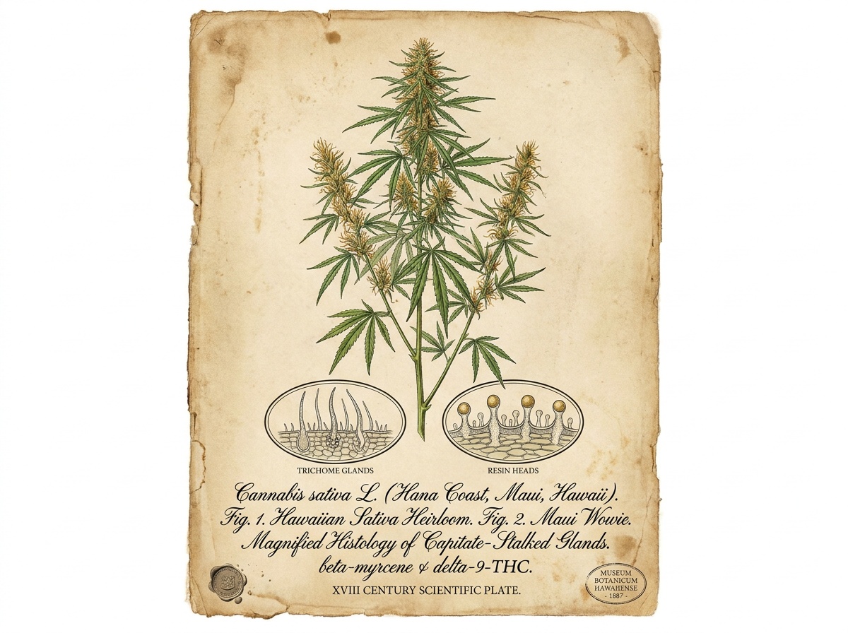 Cannabis sativa L. Maui Wowie Botanical Plate