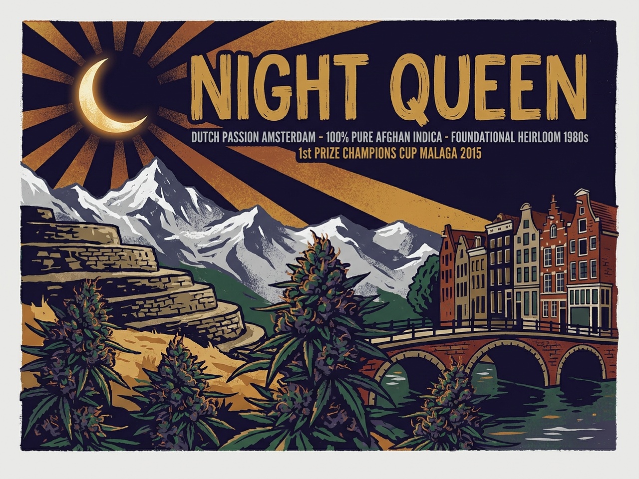 Cannabis indica Night Queen Heritage Silkscreen Poster