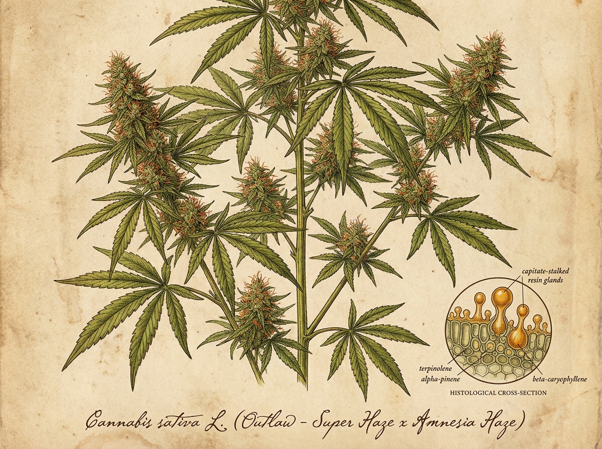 Cannabis Sativa OutLaw Botanical Taxonomic Plate