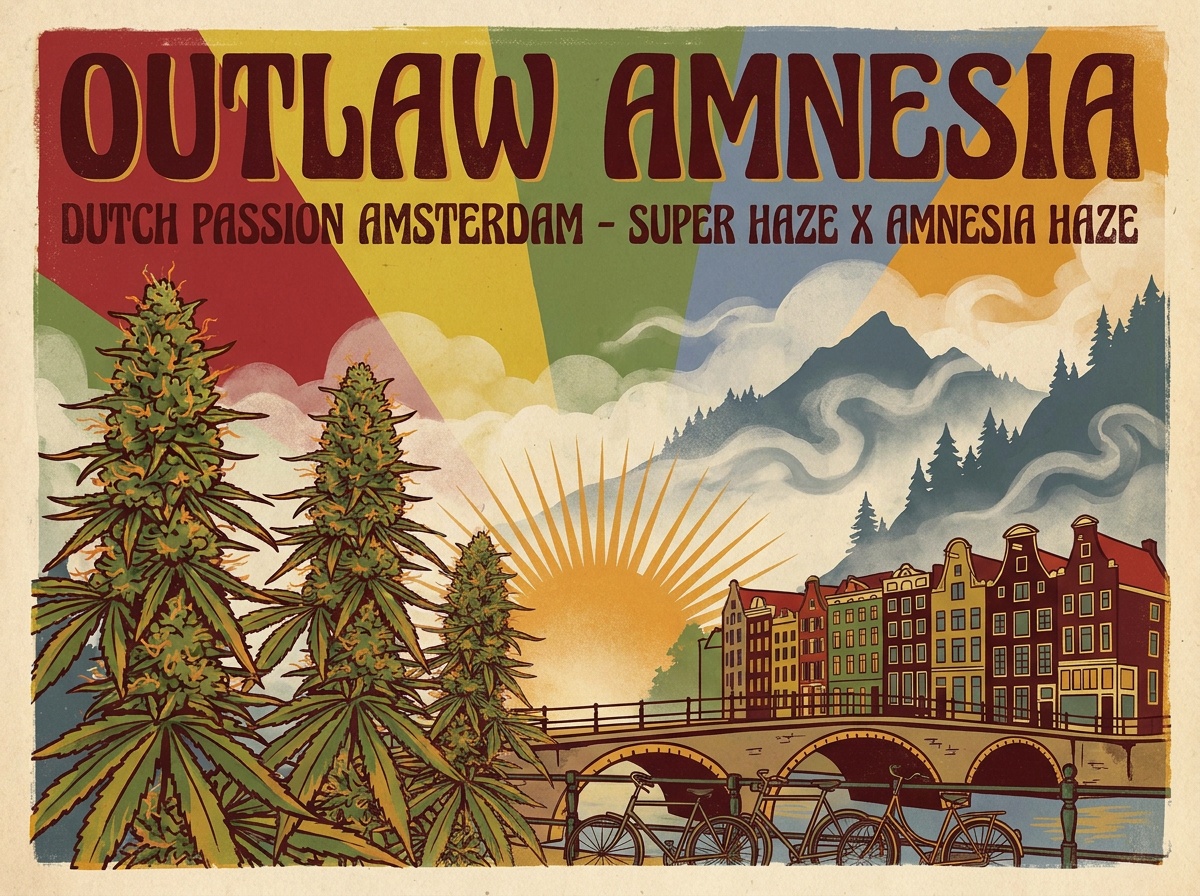 Cannabis Sativa OutLaw Amnesia Vintage Silkscreen Heritage Poster