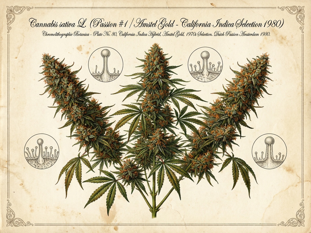 Cannabis sativa Passion #1 Botanical Plate