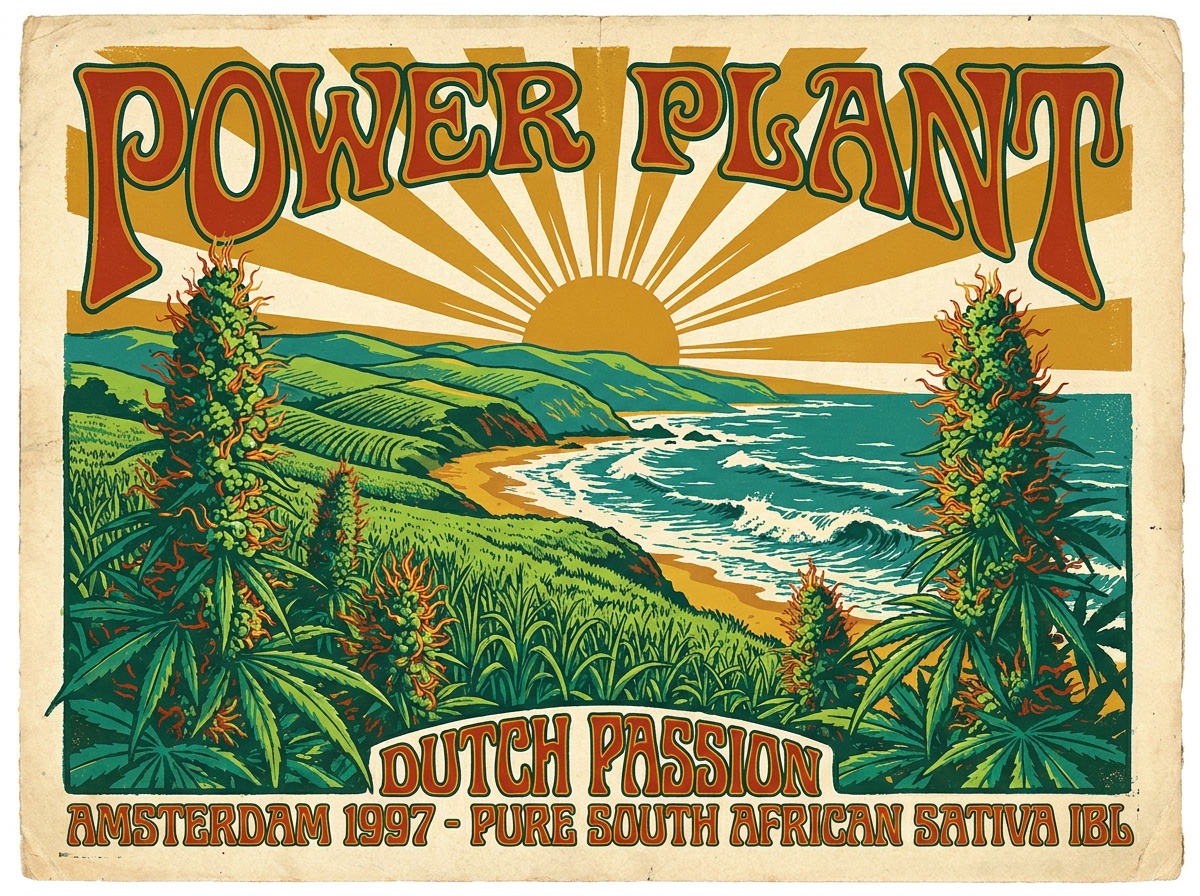 Cannabis Sativa Power Plant Vintage Silkscreen Heritage Poster