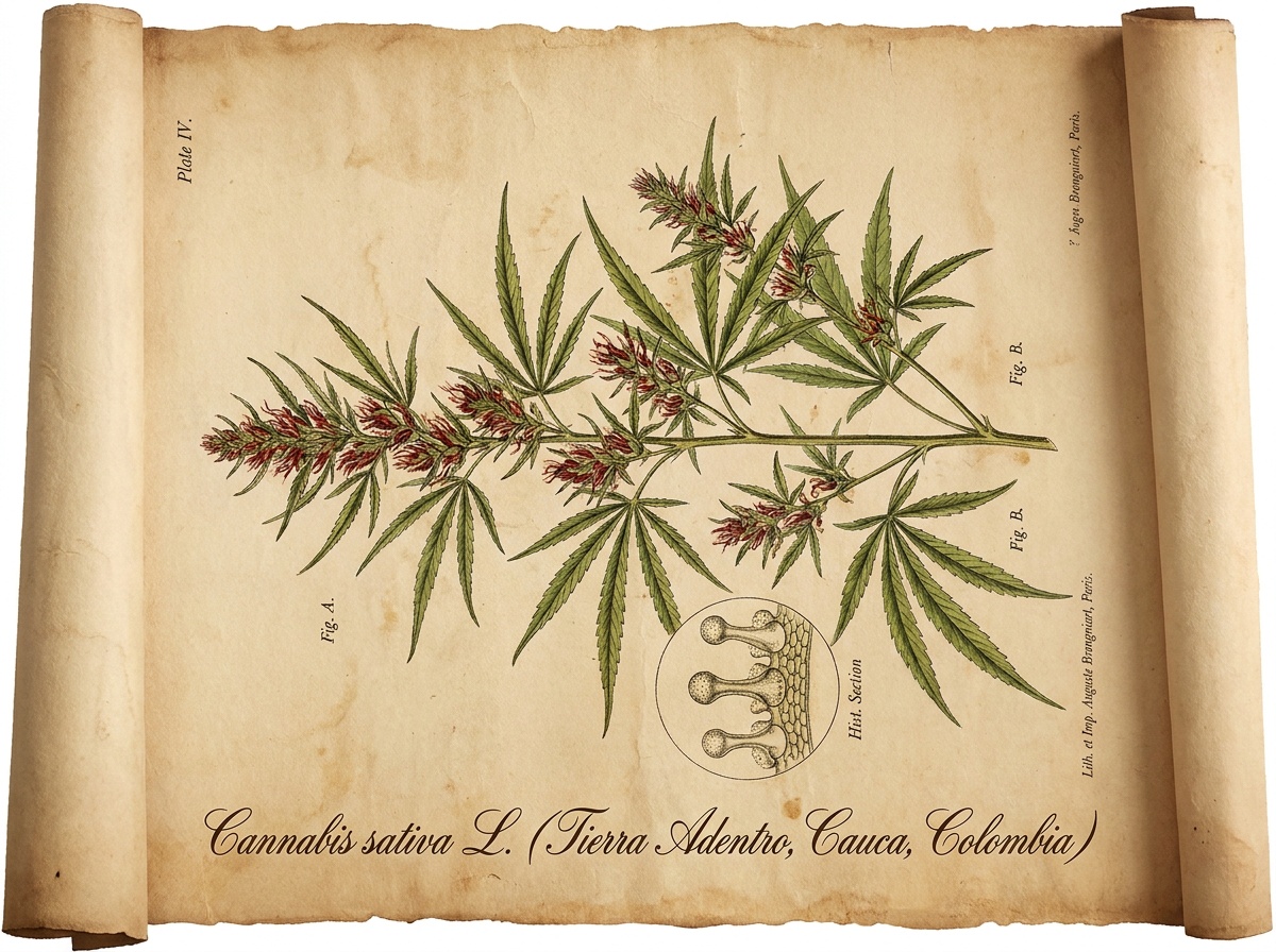 Cannabis sativa Punto Rojo Tierra Adentro Botanical Plate