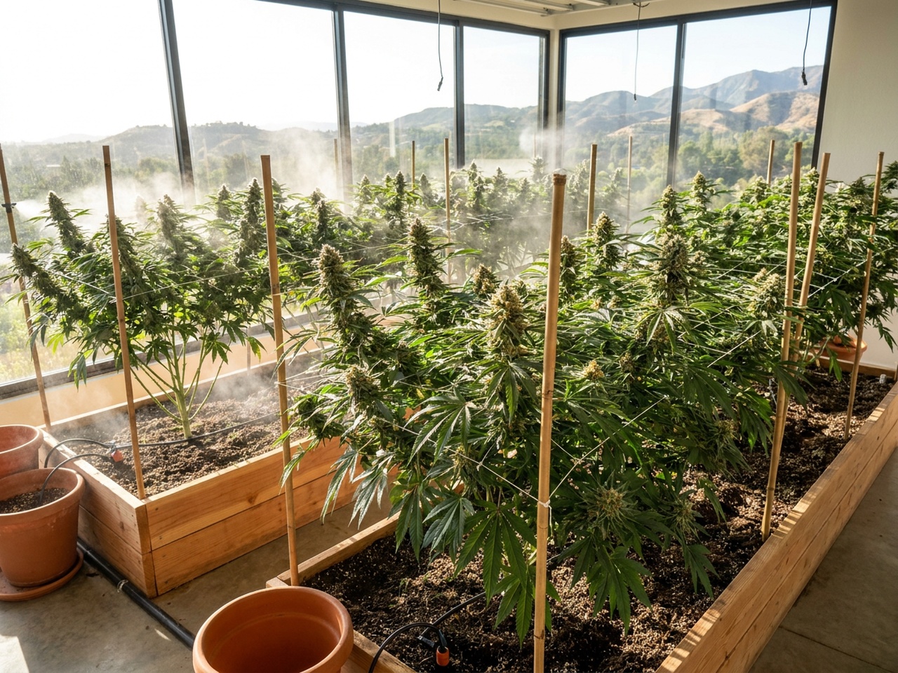 Cannabis indica-dominant hybrid SFV OG San Fernando Valley OG Kush in organic greenhouse