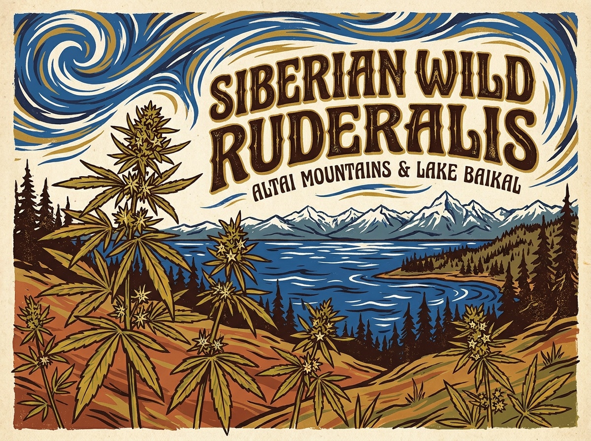 Cannabis ruderalis Janisch. Siberian Wild Landrace Silkscreen Poster