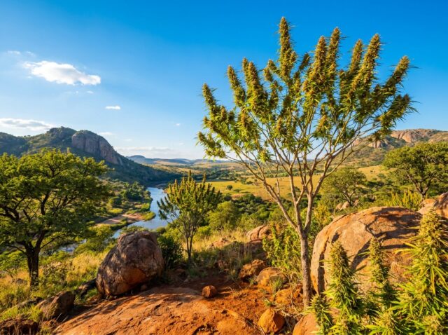 Cannabis sativa Swazi Gold flowering in the Nkomati River Basin, Kingdom of Eswatini