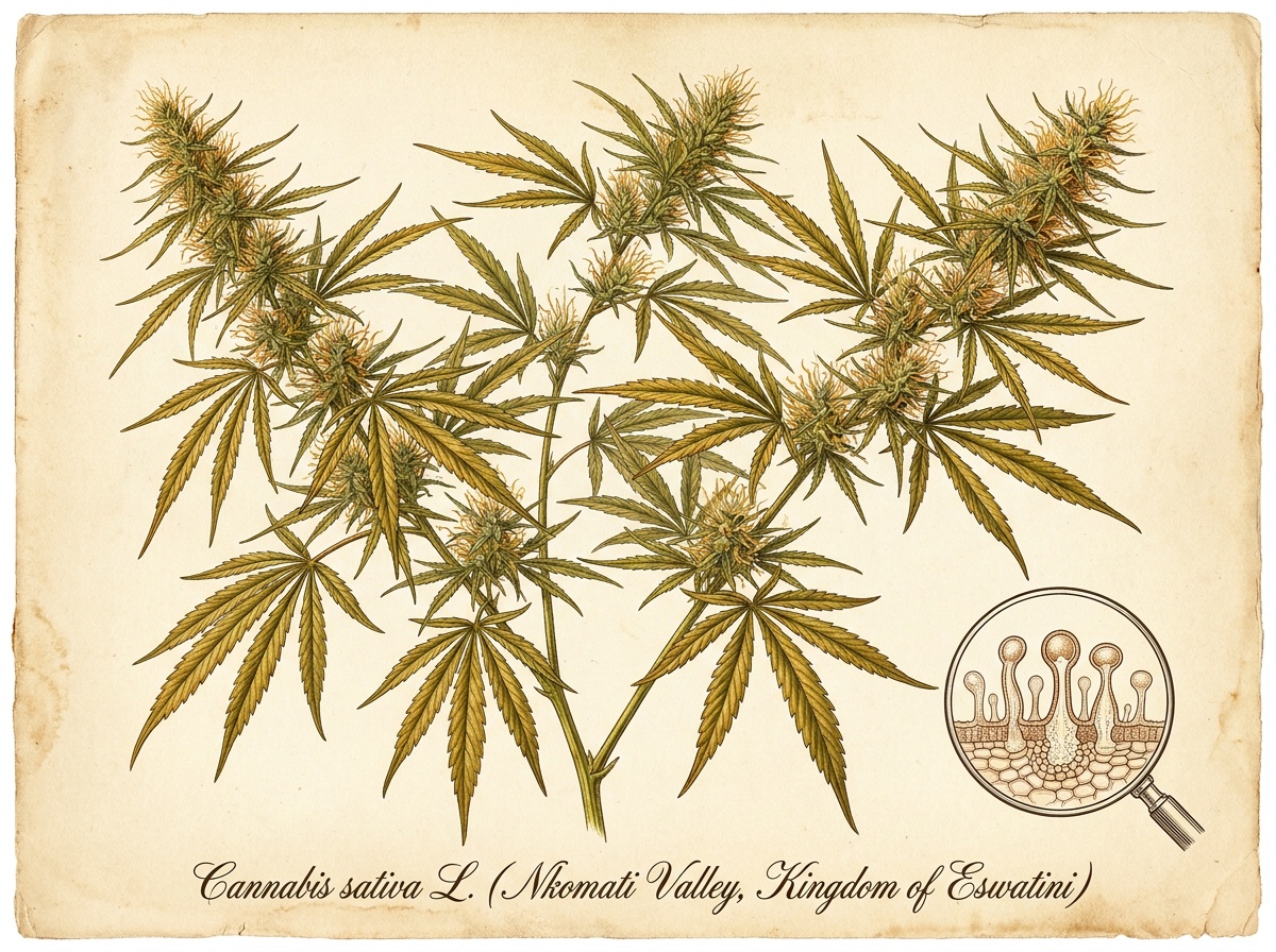 Cannabis sativa Swazi Gold Nguni Botanical Plate