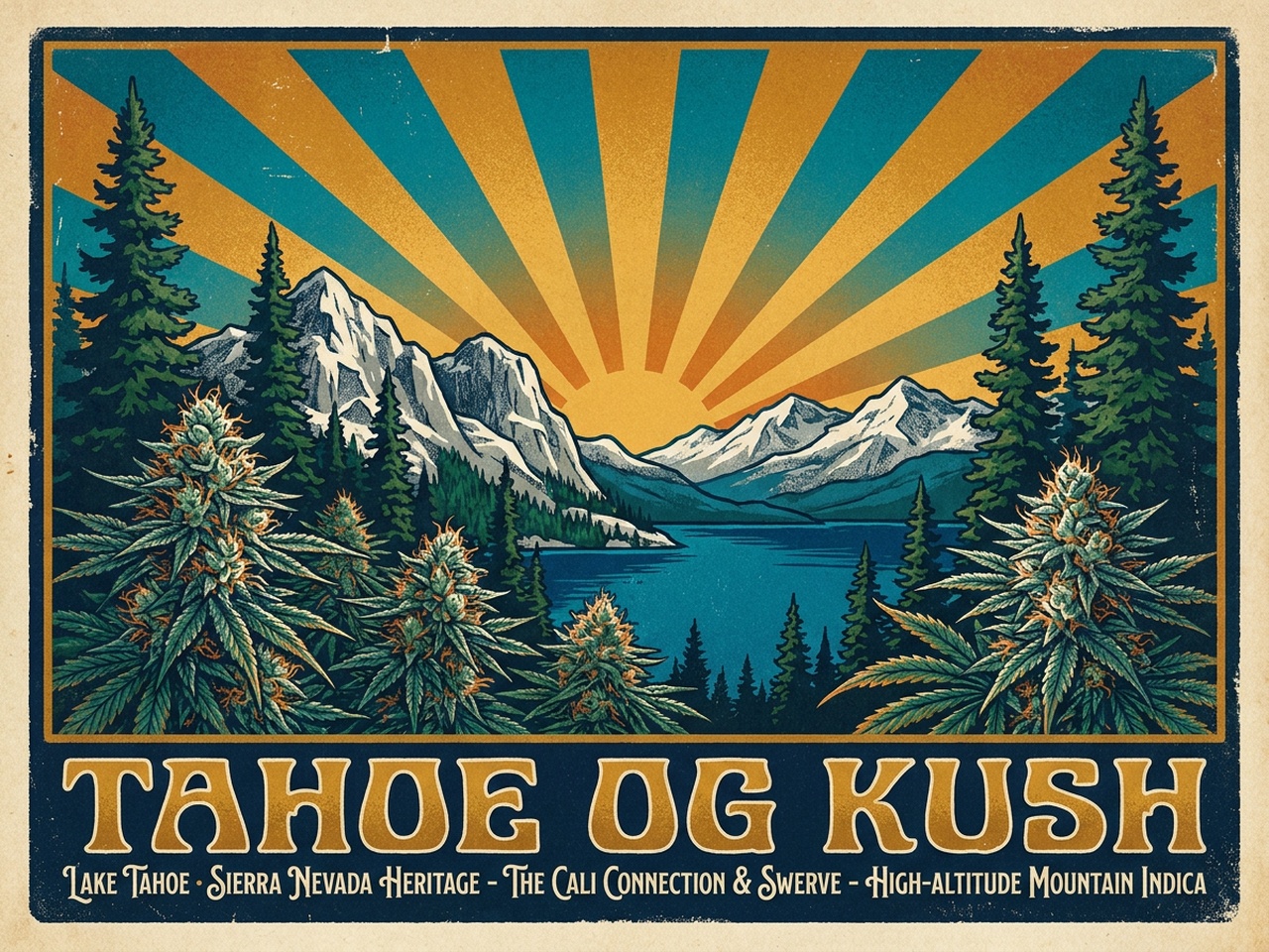 Plate IV: Vintage Silkscreen Counterculture Poster of Tahoe OG Kush