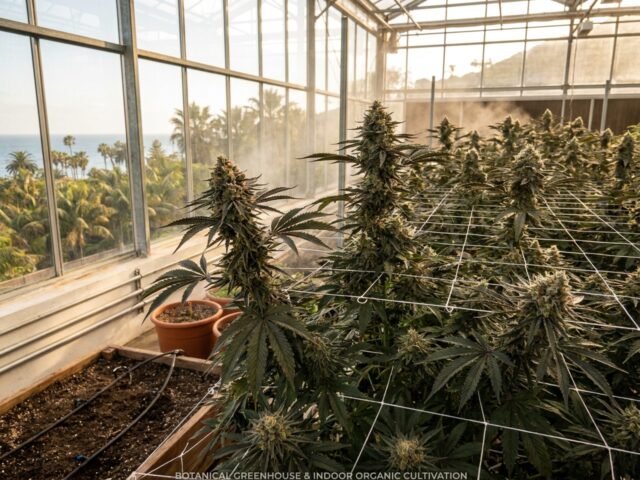 Cannabis indica Triangle Kush Living Greenhouse Canopy